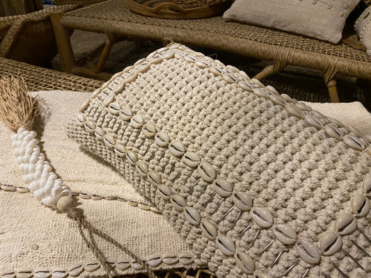 Cojin Shell Crochet Natural Rectangular
