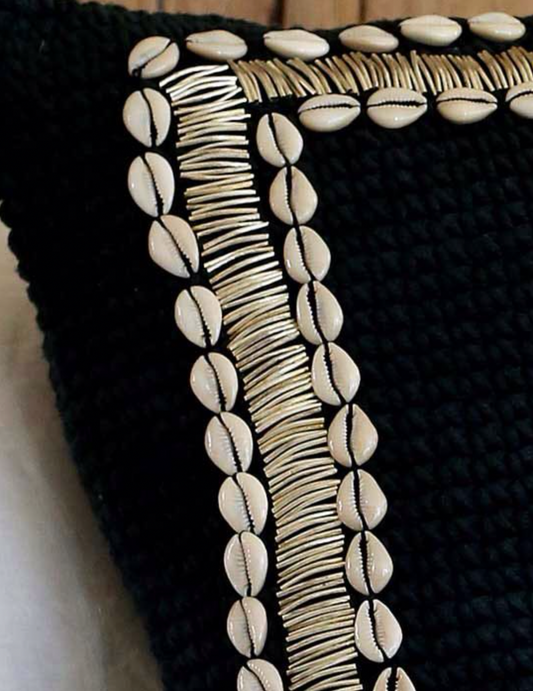 Cojín Shell Crochet Black Square