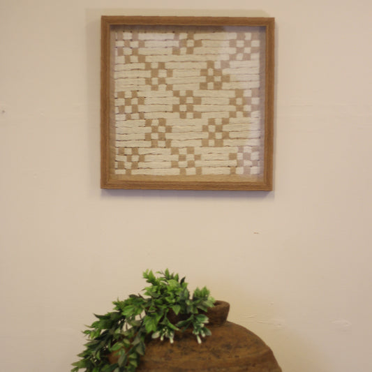 CUADRO TRAMA EN BEIGE 41X41