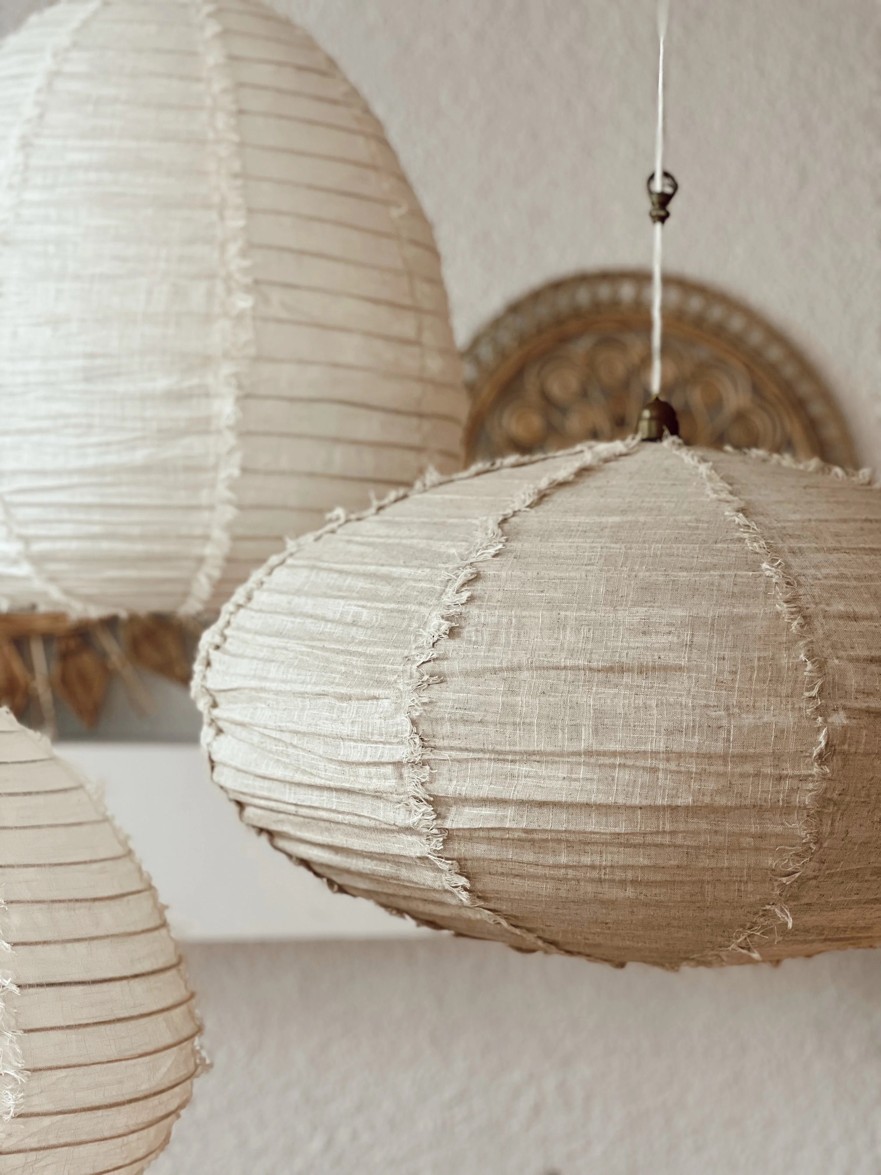 Pantalla Lino Oval Rustic