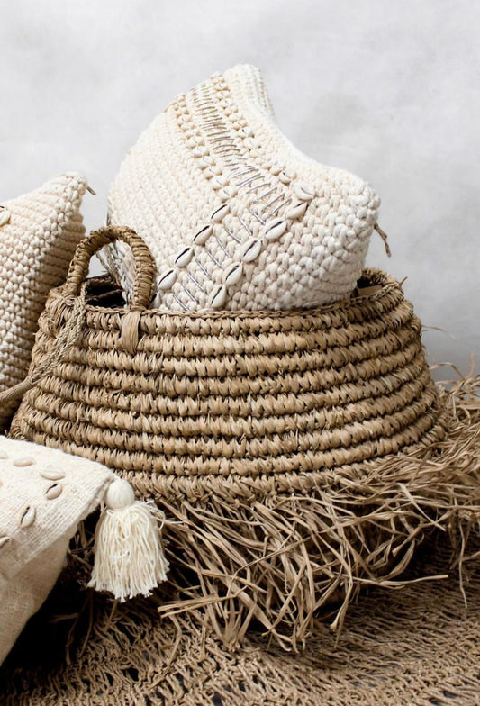 Cojin Shell Crochet Natural Rectangular